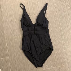 Allihop (Anthropology) Black Plunging Swimsuit - Size Medium